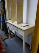 AN ANTIQUE PAINTED PINE TWO PART DRESSER, H 203 x W 122 x D 44 cm's