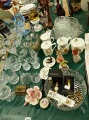 VARIOUS DRINKING GLASSWARE'S, TWO BUNNYKINS FIGURES, COSTUME WATCHES AND VARIOUS DECORATIVE