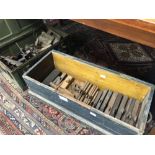 A LARGE COLLECTION OF VINTAGE WOODWORKING TOOLS CONTAINED IN TWO CHESTS