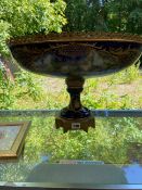 A LARGE 19th C. ANTIQUE SEVRES STYLE HAND PAINTED AND GILDED FOOTED BOWL