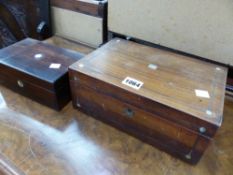 TWO VICTORIAN ROSEWOOD WORK BOXES