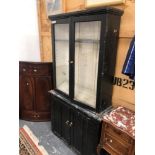 VINTAGE RUSTIC PAINTED TWO PART CABINET H 187 W 102 D 33