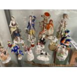 A COLLECTION OF ANTIQUE STAFFORDSHIRE AND OTHER FIGURERS.