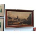 TWO LARGE DECORATIVE PICTURES AFTER THE OLD MASTERS, A FLORAL STILL LIFE AND A LANDSCAPE