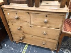 A VICTORIAN PINE FOUR DRAWER CHEST H 74 x W 82 x D 44cms