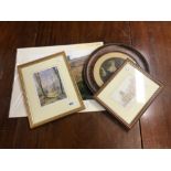 A SMALL GROUP OF DECORATIVE PICTURES INCLUDING AN EDWARDIAN PRINT IN THE 18th STYLE