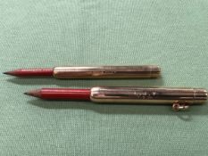 TWO 9ct GOLD VINTAGE SAMPSON MORDAN & CO PROPELLING PENCILS