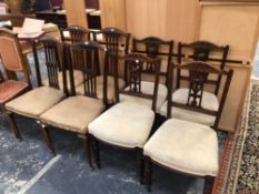 TWO SETS OF FOUR EDWARDIAN DINING CHAIRS TOGETHER WITH A PAIR OF CONTINENTAL HALL CHAIRS