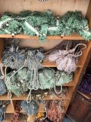 LOT OF ASSORTED BROCADE DRAPERY CURTAIN TIES AND OTHER ACCESSORIES.