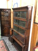 A VINTAGE FIVE SECTION GLOBE WERNICKE TYPE STACKING BOOKCASE. H 180 W 90cms