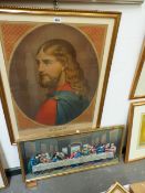 TWO ANTIQUE AND LATER RELIGIOUS PRINTS SIZES VARY