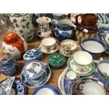 A COLLECTION OF ANTIQUE AND LATER DINNER AND DECORATIVE WARES TO INCLUDE SPODE, LIMOGEF,MASONS,
