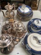 A LOSOL WARE PART DINNER SERVICE AND A SILVER PLATED COFFEE AND TEA SERVICE FOR JOHN TURTON.