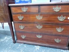 A GEORGIAN AND LATER MAHOGANY FIVE DRAWER CHEST. W 1904 x H 78 x D 56cms