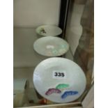 THREE ANDO CLOISONNE DISHES.
