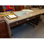 AN UNUSUAL VICTORIAN MAHOGANY DROP LEAF LIBRARY TABLE WITH FAUX APRON DRAWERS ( FOR RESTORATION)