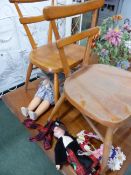 AN ARMAND MARSEILLE SCOTS DOLL, A LARGER VINTAGE DOLL AND TWO ERCOL TYPE CHILDS CHAIRS.