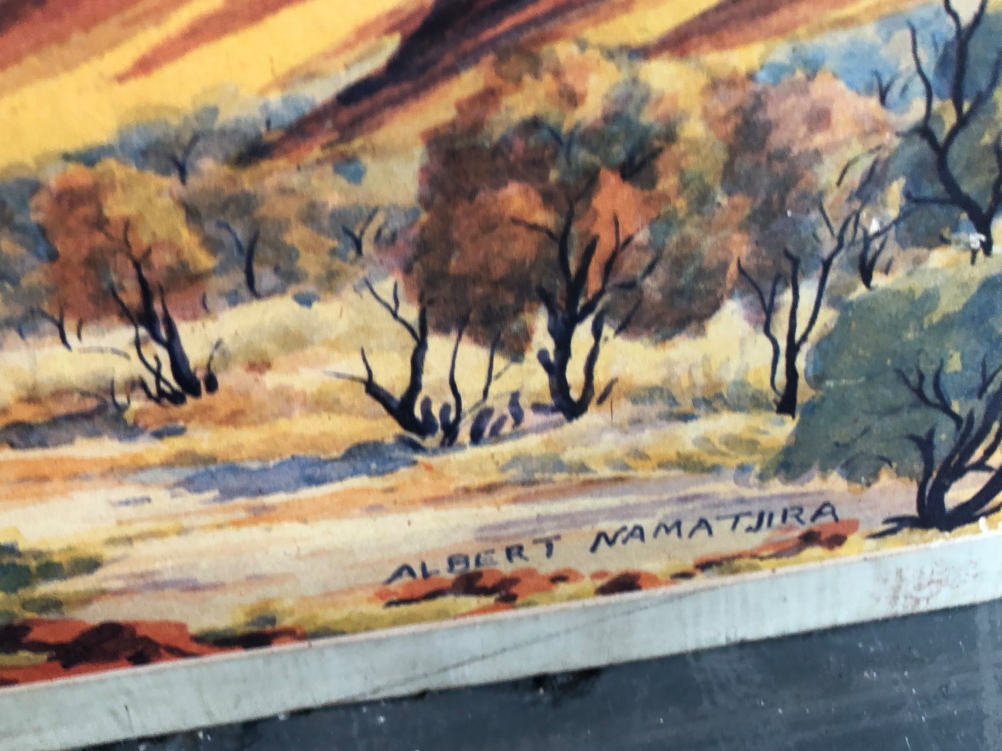 AFTER ALBERT NAMATJIRA TWO AUSTRALIAN LANDSCAPES, COLOURED PRINTS UNFRAMED - Image 4 of 17