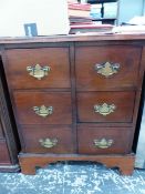 AN ANTIQUE AND LATER MAHOGANY CHEST OF SIX DRAWERS W 84 x H x 71 D 55cms