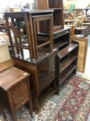 A COLLECTIVE LOT OF FURNITURE TO INCLUDE AN INLAID EDWARDIAN MAHOGANY MUSIC CHEST, BEDSIDE