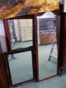 A LATE VICTORIAN PIER BEVELED MIRROR, TOGETHER TWO LATER MIRRORS