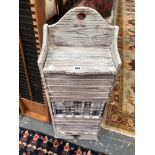 A RUSTIC PAINTED PINE HAMPER IN THE FORM OF A CABINET