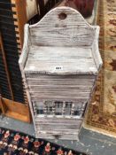 A RUSTIC PAINTED PINE HAMPER IN THE FORM OF A CABINET