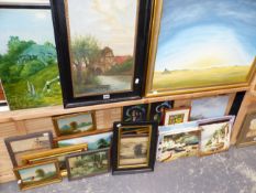 A LARGE COLLECTION OF FURNISHING PICTURES INCLUDING VARIOUS OIL LANDSCAPES BY VARIOUS HANDS AND