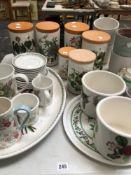 A COLLECTION ON OF PORTMEIRION DINNER WARE WITH CANISTERS AND OTHER KITCHEN WARE