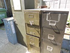 THREE FILING CABINETS AND A STEEL LOCKER