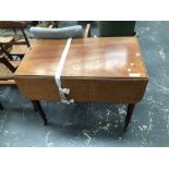 A 19th C. MAHOGANY PEMBROKE TABLE ON TURNED LEGS WITH CASTER FEET