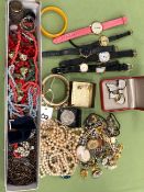 VINTAGE COSTUME JEWELLERY VARIOUS WATCHES TO INCLUDE MONTINE, EDOX, TOGETHER WITH A EASTERN