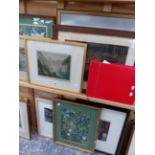 A SMALL GROUP OF ANTIQUE AND LATER PICTURES INCLUDING LANDSCAPE PRINTS WATERCOLOUR STUDIES AND