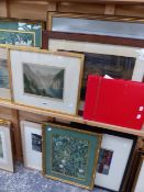 A SMALL GROUP OF ANTIQUE AND LATER PICTURES INCLUDING LANDSCAPE PRINTS WATERCOLOUR STUDIES AND