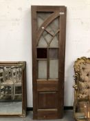 TWO GLAZED STAINED PINE DOORS. 196 x 54cms.