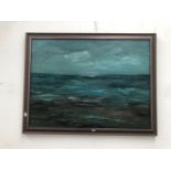 CONTEMPORARY SCHOOL A SEA SCAPE SIGNED INDISTINCTLY OIL ON CANVAS 92 x 122 cms