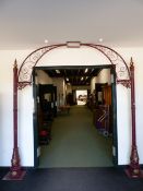 AN ANTIQUE CAST IRON TWIN PILLAR STREET LIGHT ARCHWAY BY D.W WINDSOR HERTS OF ENGLAND