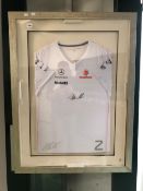 AN AUTOGRAPHED LEWIS HAMILTON MERCEDES MCLAREN PROMOTIONAL SHIRT SIGNED.