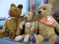 THREE TEDDY BEARS.