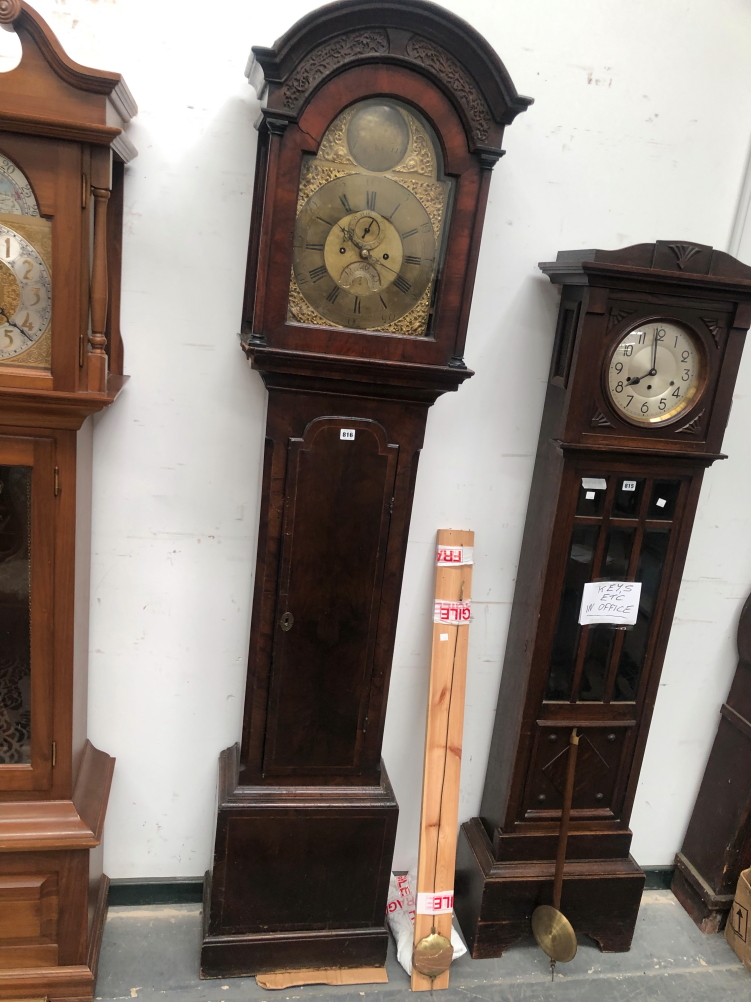 BENJAMIN FIELDROUSE, LEOMINSTER, A MAHOGANY LONG CASED CLOCK, THE BRASS ARCHED DIAL WITH