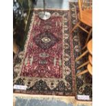 TWO MACHINE MADE PERSIAN DESIGN SMALL RUNNERS LARGEST 230 x 93 cms.