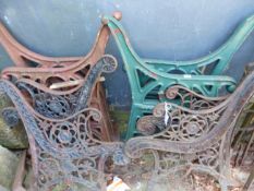 TWO PAIRS OF ANTIQUE CAST IRON RAILWAY TYPE BENCH ENDS AND TWO FURTHER PAIRS.
