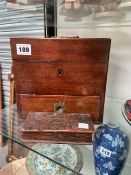 A MAHOGANY APOTHECARY MEDICINE CHEST AND A SET OF ANTIQUE SCALES