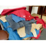 A QUANTITY OF GOOD QUALITY COLOURED LEATHER HIDES AND PART HIDES.