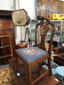 A REGENCY AND LATER SATINWOOD POLE SCREEN TOGETHER WITH A GEORGIAN SIDE CHAIR