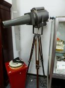 A LARGE VINTAGE RUSSIAN SPOTLIGHT ON TRIPOD STAND.
