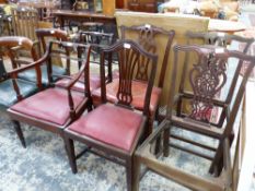 TWO PAIRS OF 19th C. MAHOGANY CHAIRS TOGETHER WITH EIGHT OTHERS