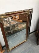 TWO RECTANGULAR MIRRORS IN SIMILARLY MOULDED FRAMES ONE WITH GILT CORNERS AND THE OTHER WITH