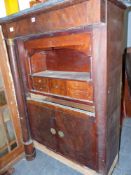 A 19th CENTURY FRENCH MAHOGANY MARBLE TOP SECRETAIRE ABATTANT ( FOR RESTORATION ) H 142 x W 96 x D