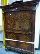 AN ANTIQUE DUTCH MAHOGANY MARQUETRY INLAID SECRETAIRE ABATTANT H 156 x W 114 x D 52 cm's